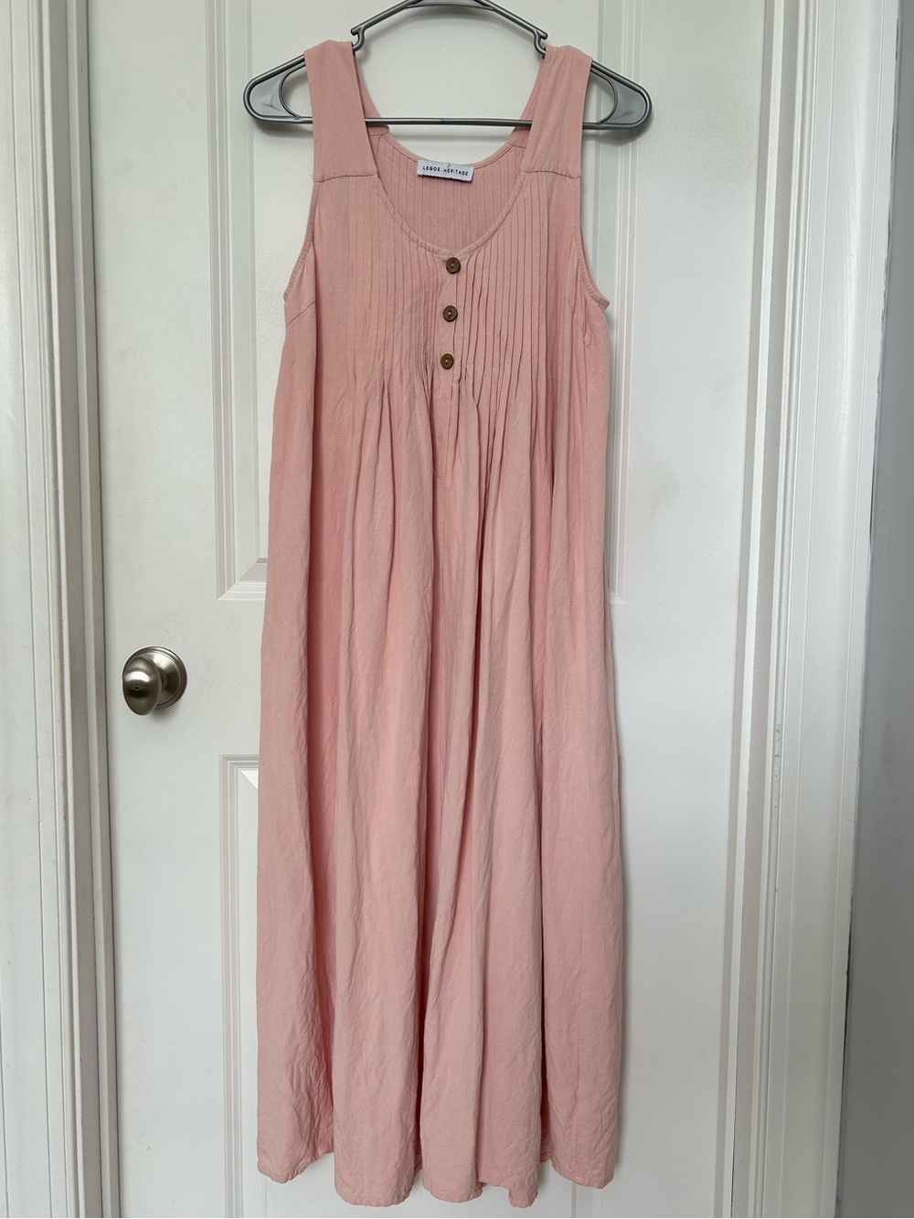 Sleeveless Pink Maxi Dress with Button Front -